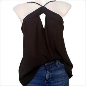 BCBG Black Keyhole Top